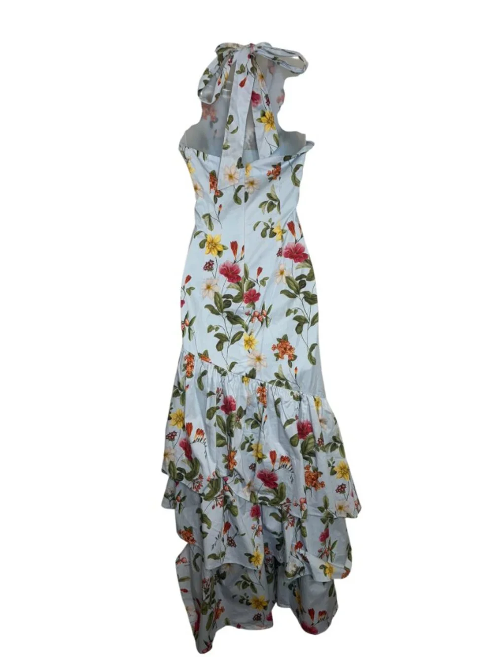 O.P.T Oli Floral Halter Maxi Dress Tiered Ruffle Blue NWT Small - Picture 5 of 7